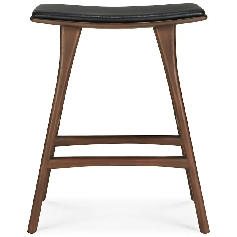 Osso Barstol, Teak / Brunt Läder Snabb leverans