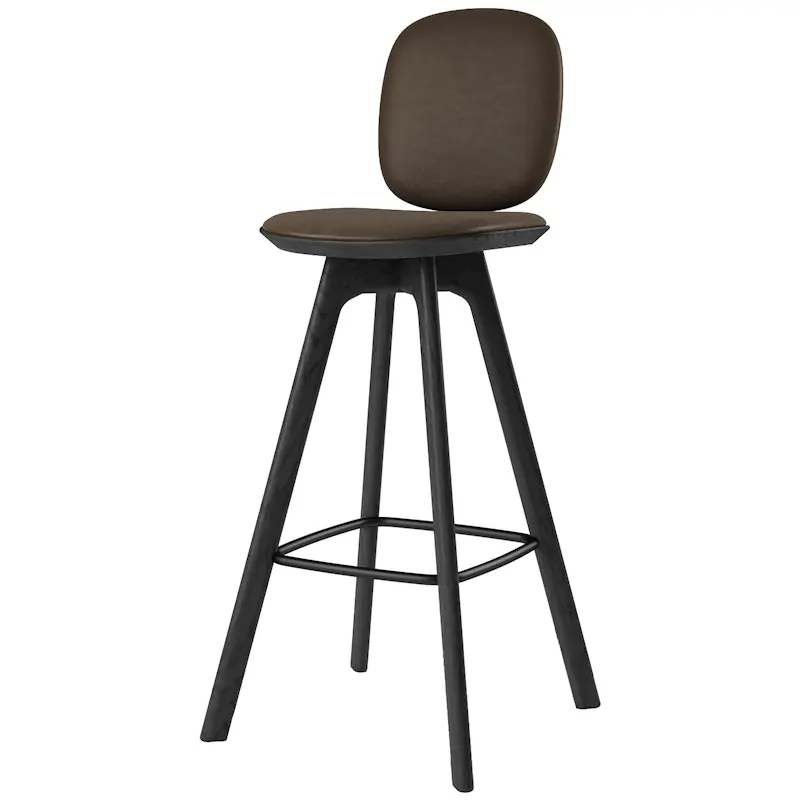 Fynd Pauline Comfort Barstol 75 cm, Svartlackad Ek / Läder Cinnamon