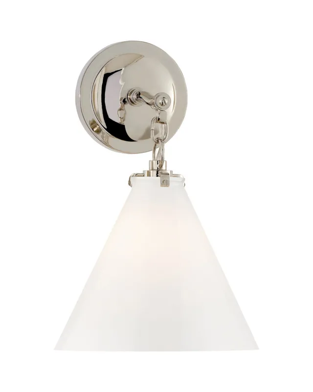 Endast denna vecka Katie Conical vägglampa nickel/vit