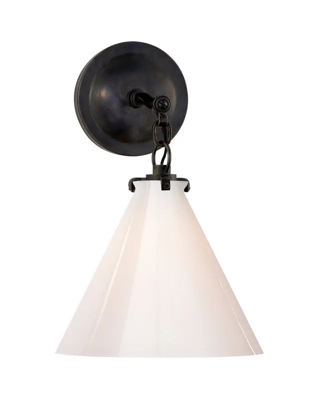 Begränsad tid Katie Conical vägglampa brons/vitt glas S