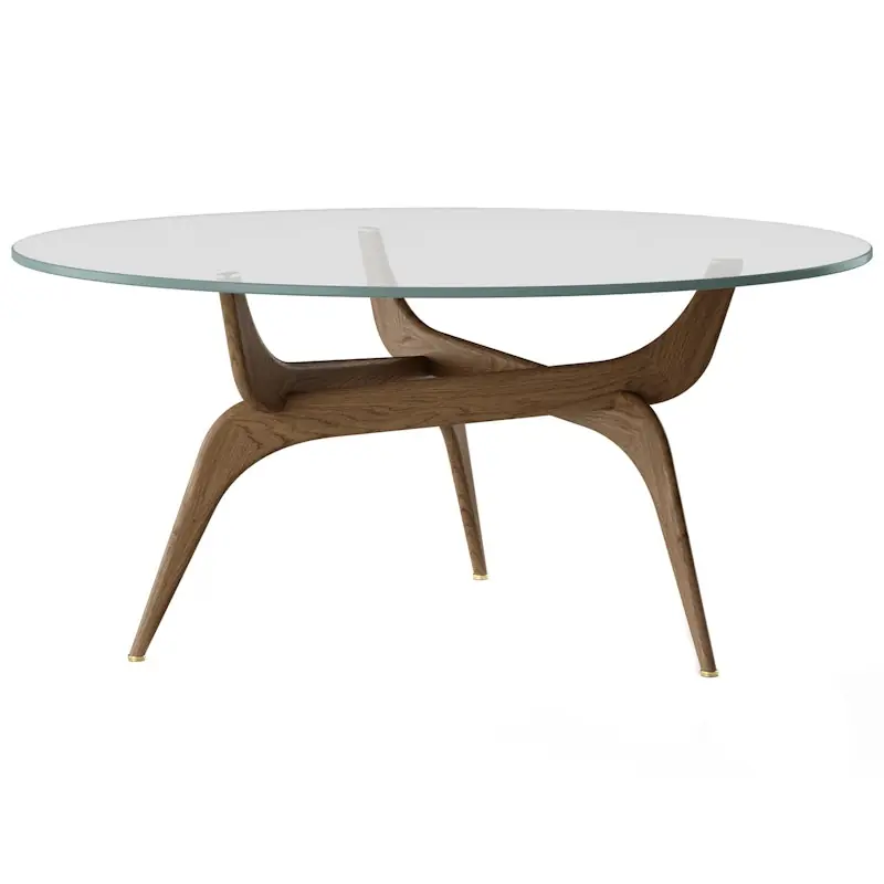 Triiio Soffbord Ø90 cm, Rökt Ek / Klarglas Rea
