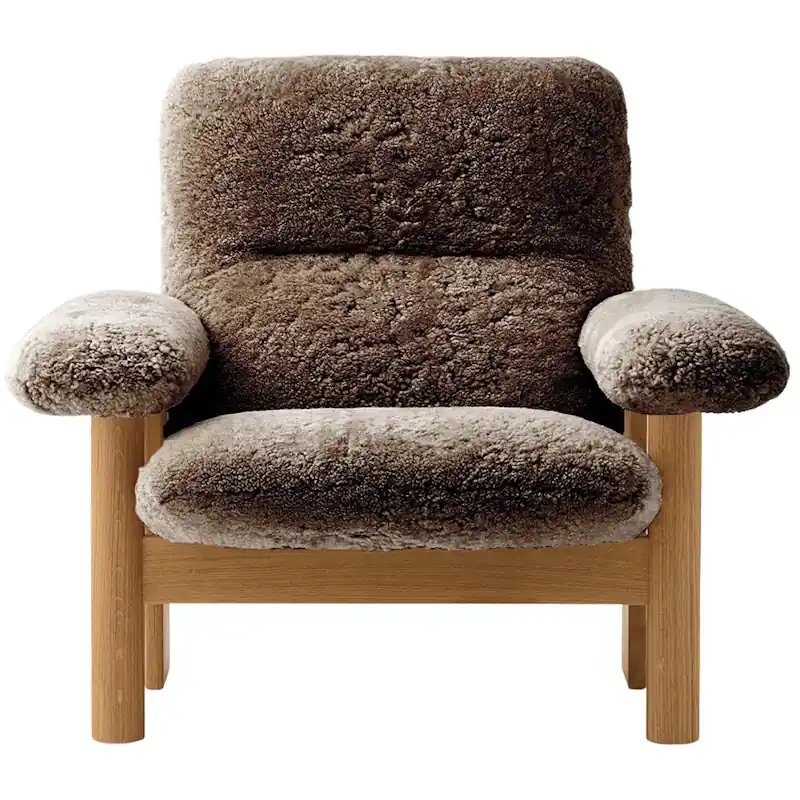 Brasilia Fåtölj, Naturlig Ek / Sheepskin Sahara Rea