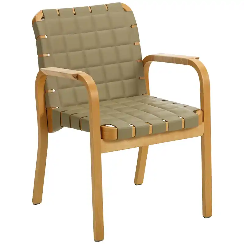 Kampanjpris Armchair 45 Karmstol, Honungsbetsad Björk / Quiltat Läder Leaf