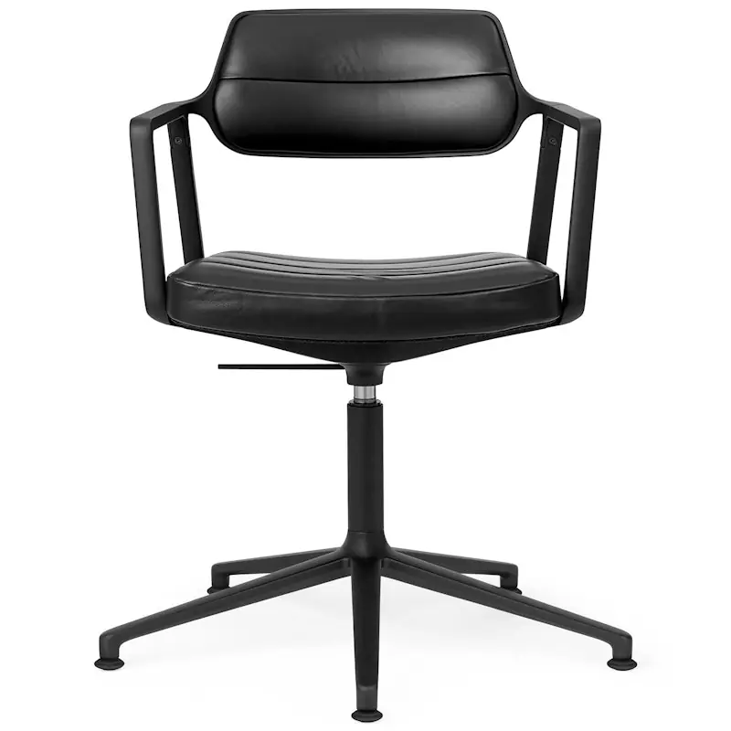 453+ Snurrstol, Svart Aluminium / Svart Läder Populär