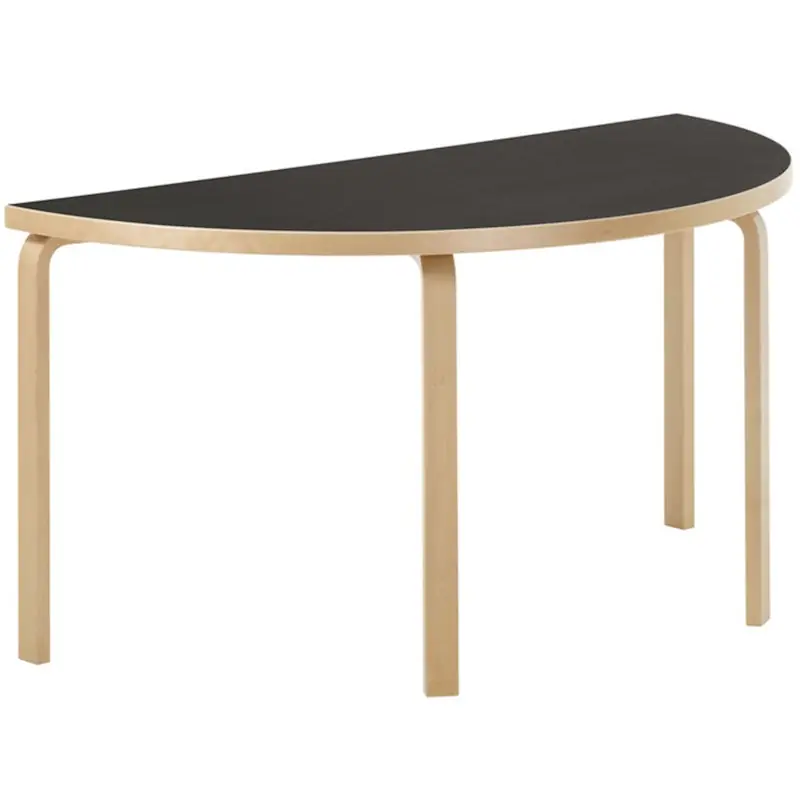 Billig Aalto 96 Bord Halvrund, Svart Linoleum