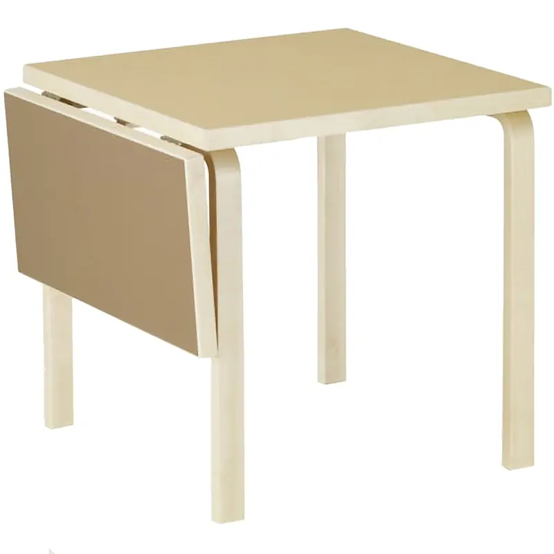 Kampanj Aalto Table foldable DL81C Legs and edge band natural lacquered, top clay linoleum, drop-leaf