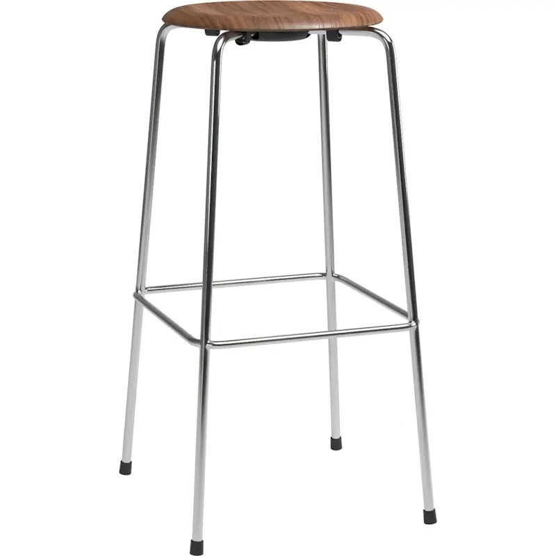 Säker betalning High Dot™ Barstol Med 4 Ben 76 cm, Krom / Valnötsfanér
