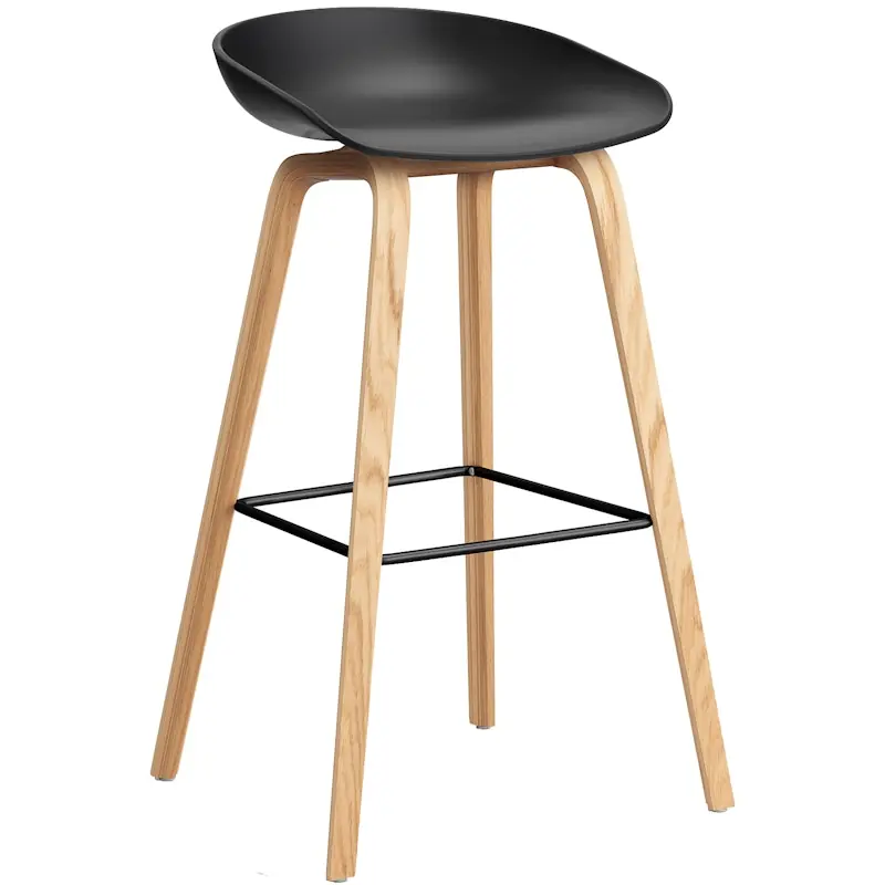 risnedsättning AAS 32 2.0 Barstol 75 cm, Lackad Ek / Svart/Svart