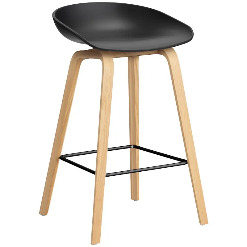 AAS 32 2.0 Barstol 65 cm, Lackad Ek / Svart/Svart Lågt pris