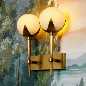 Alesa vägglampa dubbel antik mässing Fynd
