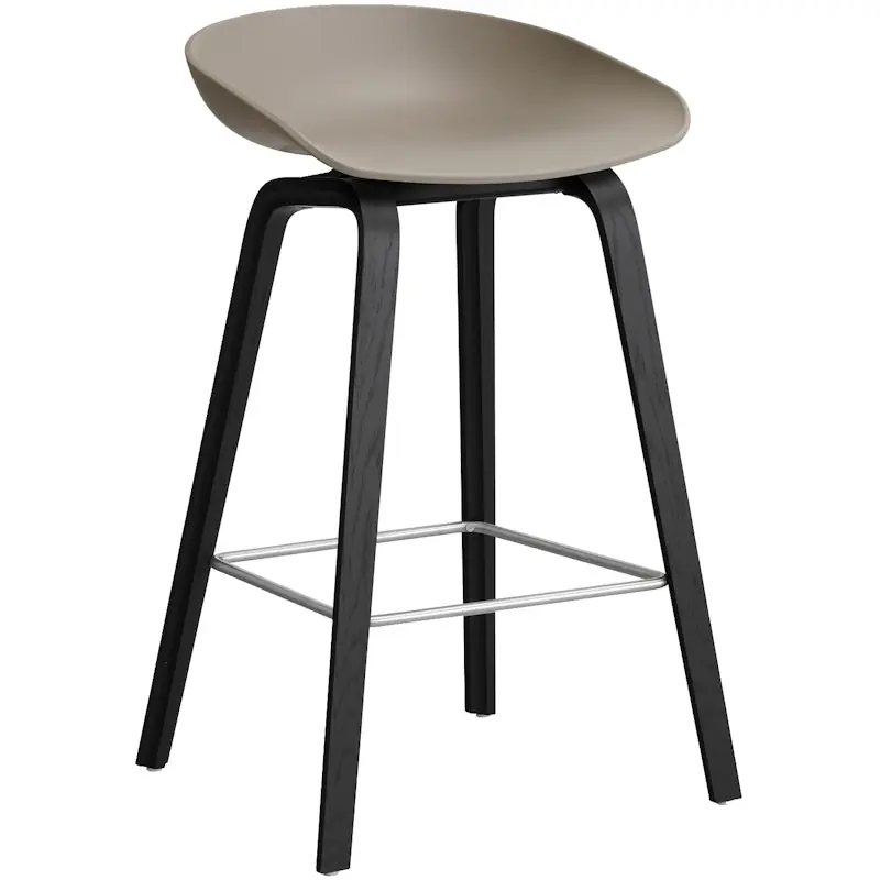 AAS 32 2.0 Barstol 65 cm, Svartlackad Ek / Khaki Populär