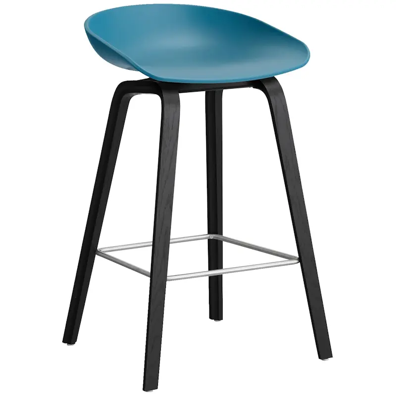 Beställ nu AAS 32 2.0 Barstol 65 cm, Svartlackad Ek / Azure Blue