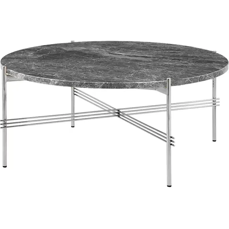 Erbjudandepris TS Soffbord 80 cm, Polerat Stål / Grå Emperadormarmor