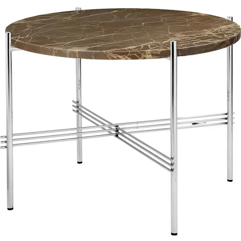 Sänkt pris TS Soffbord 55 cm, Polerat Stål / Brun Emperadormarmor