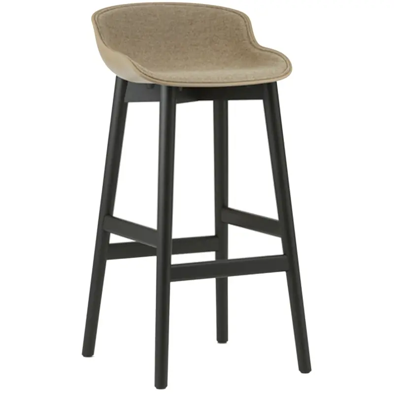 Hyg Barstol 75 cm, Klädd Framsida, Sand / Svart Ek Säker betalning
