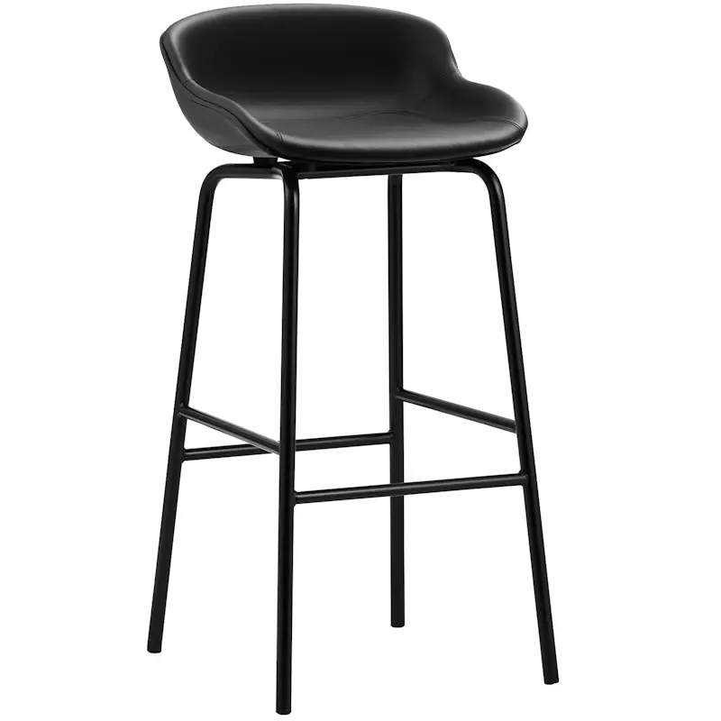 Hyg Barstol 75 cm, Svart Läder / Svart Populär