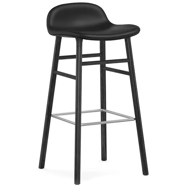 Begränsat erbjudande Form Barstol 75 cm, Svart Läder / Svart Ek