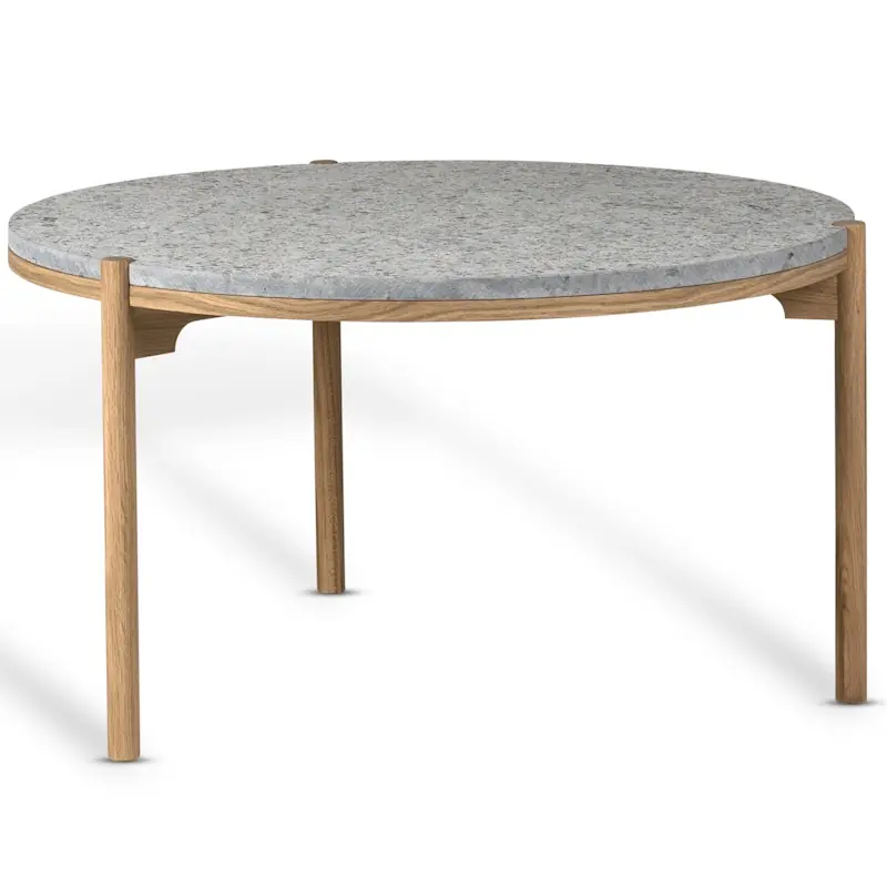 risnedsättning Dondo Soffbord Ø80 cm, Ek / Hyvlad Kalksten