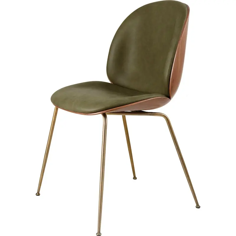 Sista chansen Beetle 3D Veneer Stol Valnöt/Mässing, Soft Leather Army