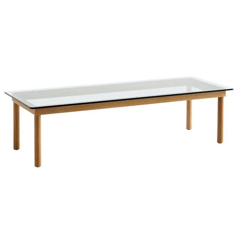 Kofi Soffbord 140x50 cm, Vattenbaserad Lackad Ek / Klart Glas Rea