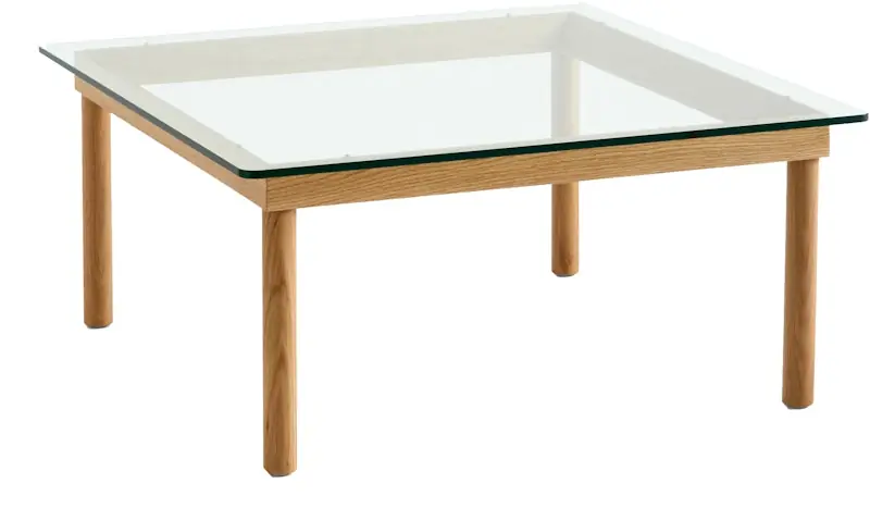 Kofi Soffbord 80x80 cm, Vattenbaserad Lackad Ek / Klart Glas Lågt pris