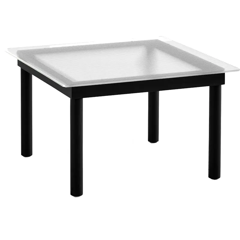 Billig Kofi Sidobord 60x60 cm, Svart Vattenbaserad Lackad Ek / Räfflat Glas