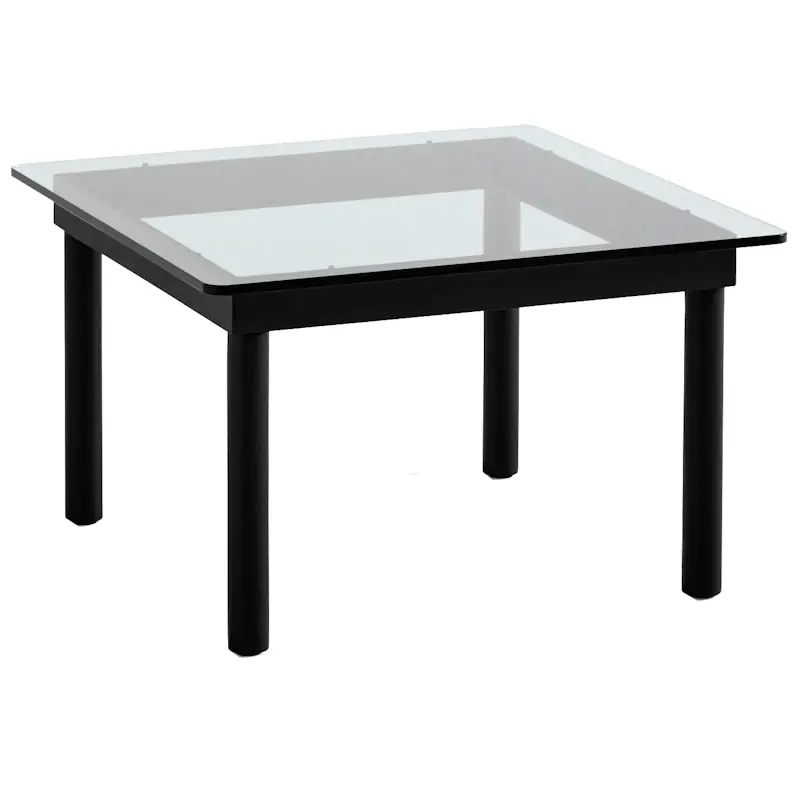 Fynd Kofi Sidobord 60x60 cm, Svart Vattenbaserad Lackad Ek / Klart Glas