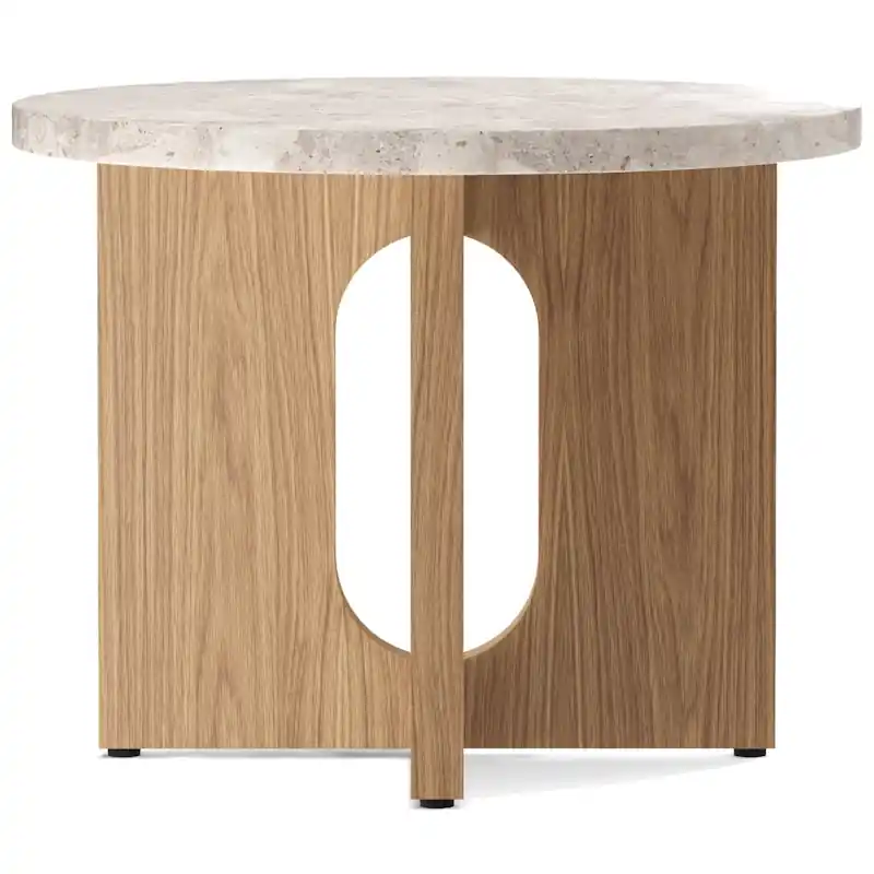 Androgyne, Sidobord Ø50 cm, Kunis Breccia Sten / Naturlig Ek Outlet