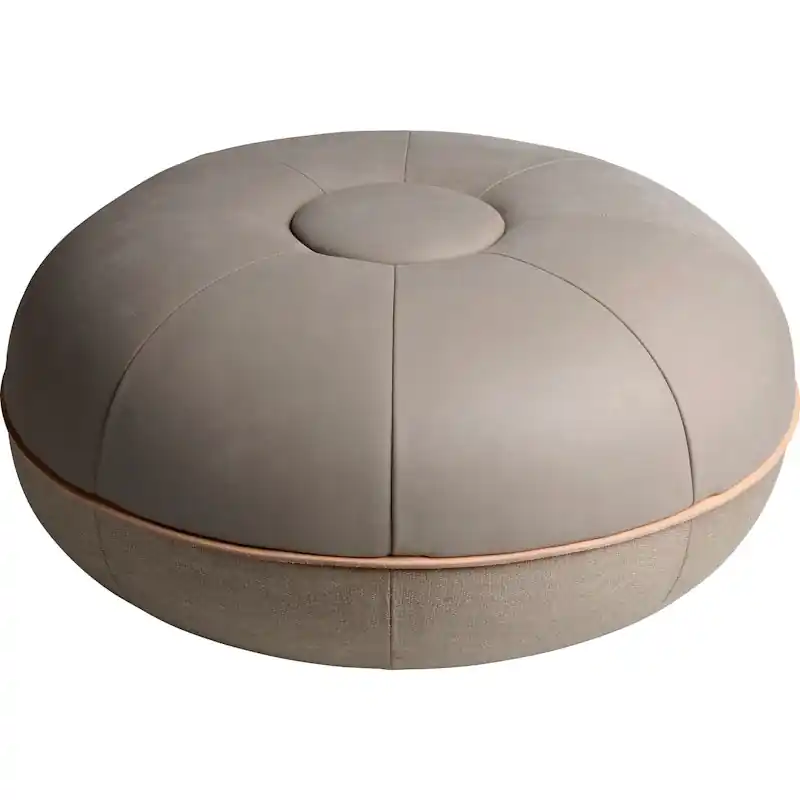 Rabatt Pouf Sittpuff Small, Ovandel Läder / Ljusgrå