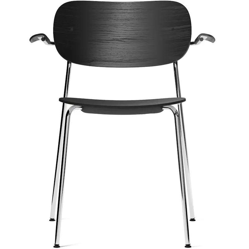Snabb leverans Co Stol Kromade Ben, Sits + Rygg + Arm Svart Ek