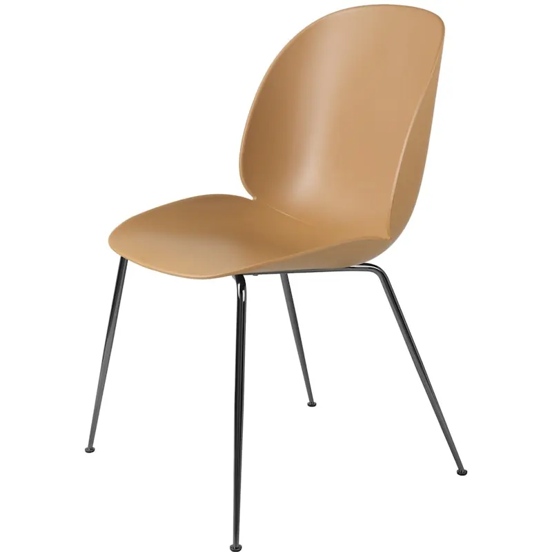 Billigare Beetle Stol Oklädd, Conic Base Svartkromad, Amber Brown