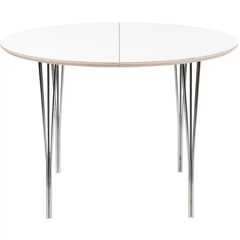 Symphony 82 Matbord,  Ø105 Vit Laminat / Krom I lager