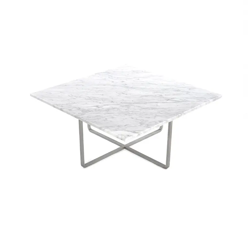 Ninety Soffbord 80 cm, Stålunderrede, Vit Marmor Beställ idag