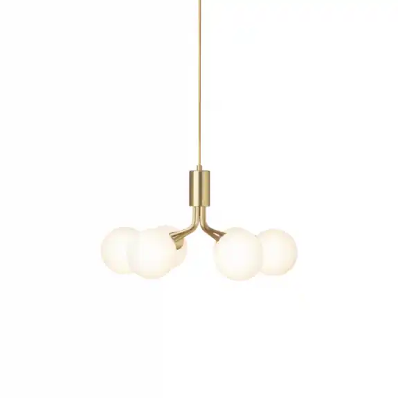 Apiales 6 Ljuskrona Brushed Brass/Opal White Nedsatt pris