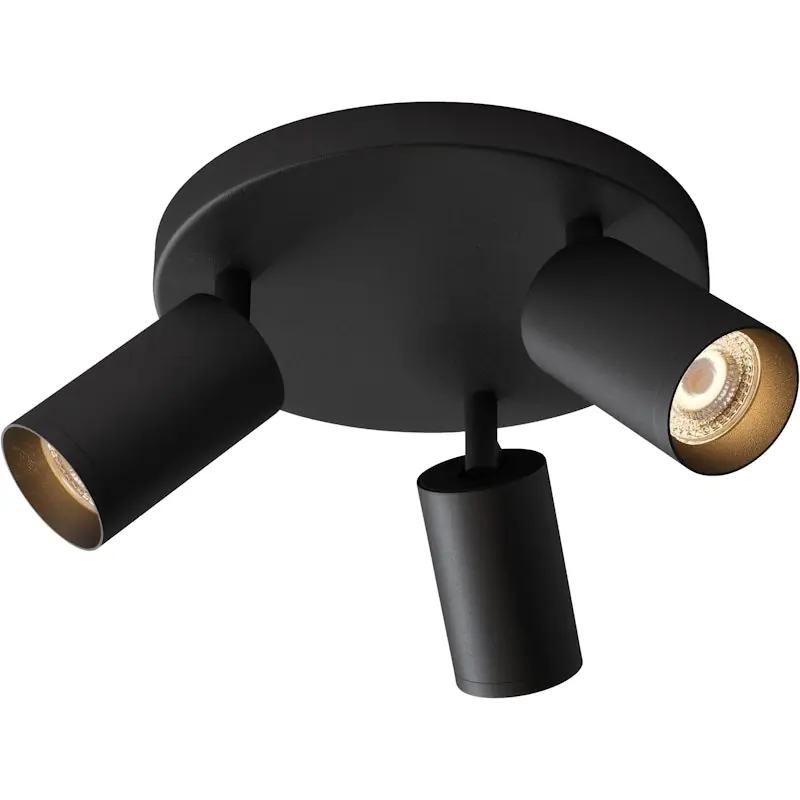 Canspot 55 Triple Round Spotlight, Svart Rea