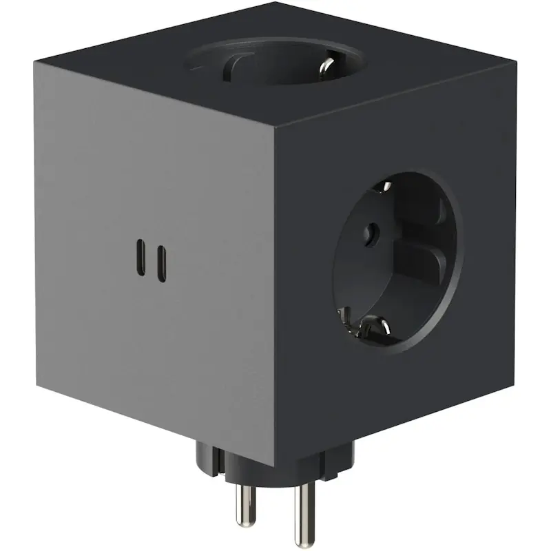 Square 2 Uttagsförlängare Med USB-C / Magnet, Stockholm Black Begränsad tid