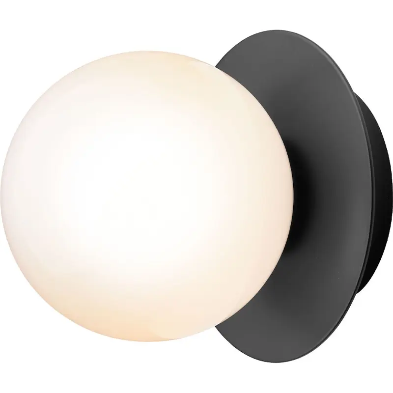 Kampanj Liila 1 Vägg-/Taklampa 140 mm, Svart / Opal