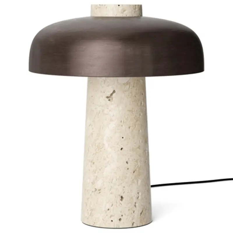 Fri frakt Reverse Bordslampa, Travertin / Bronserad Mässing