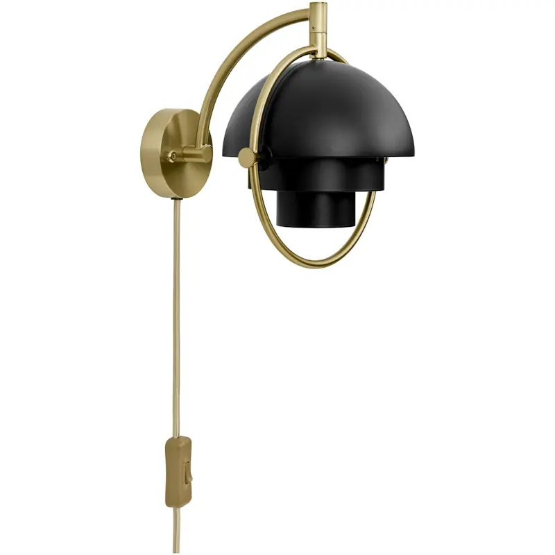 Fynd Multi-Lite Vägglampa, Black Semi Matt / Brass