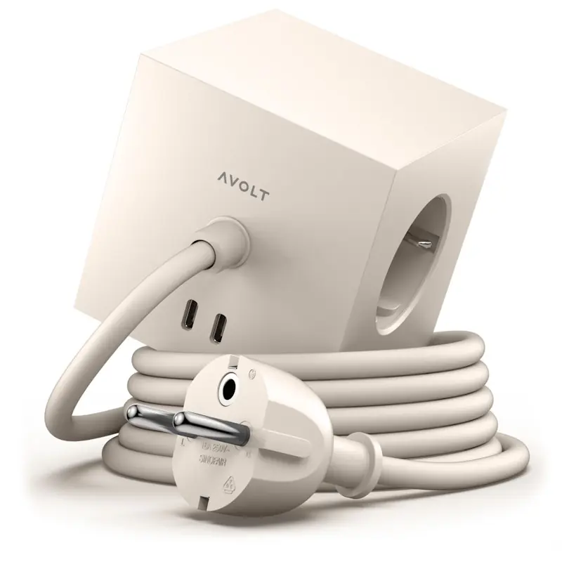 Sista chansen Square 1 Grenuttag Med USB-C / Magnet 1,8 m, Beige