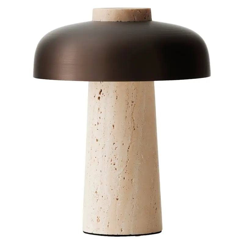 Reverse Bordslampa Portabel, Travertin / Bronserad Mässing Nedsatt pris