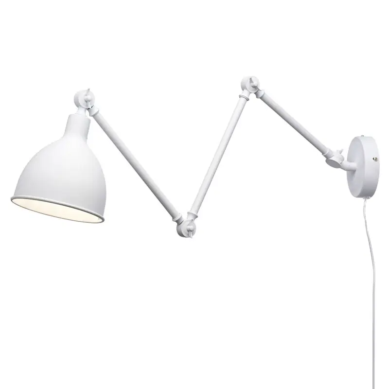 Bazar Vägglampa Lång Arm, Vit Säker betalning