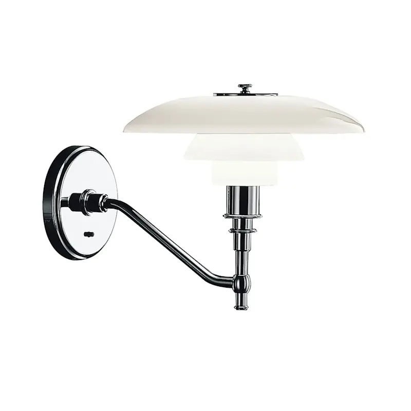 Kampanj PH 3/2 Vägglampa, Förkromad/Vitt Opalglas