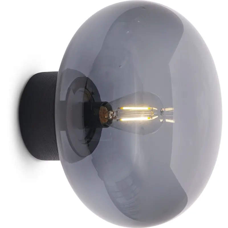 Karl-Johan Vägglampa, Svartbetsad Ek/Rökt Glas Säker betalning