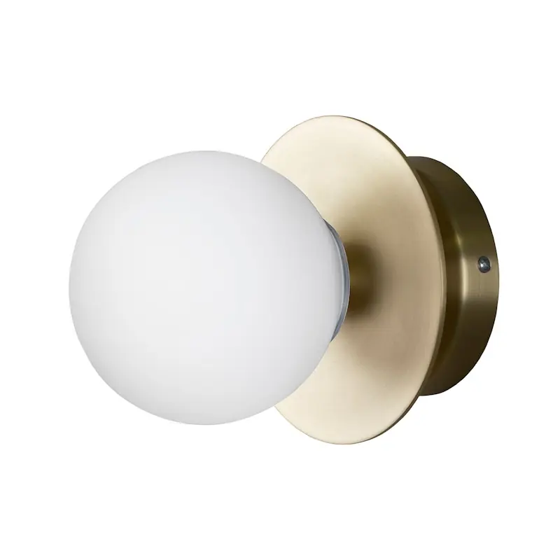 Art Deco Vägg-/Taklampa, Borstad Mässing / Vit Nedsatt pris