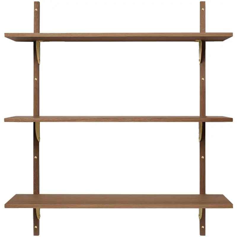 Sector Tripple Wide Hylla 87x102 cm, Mässing/Smoked Oak Fynd