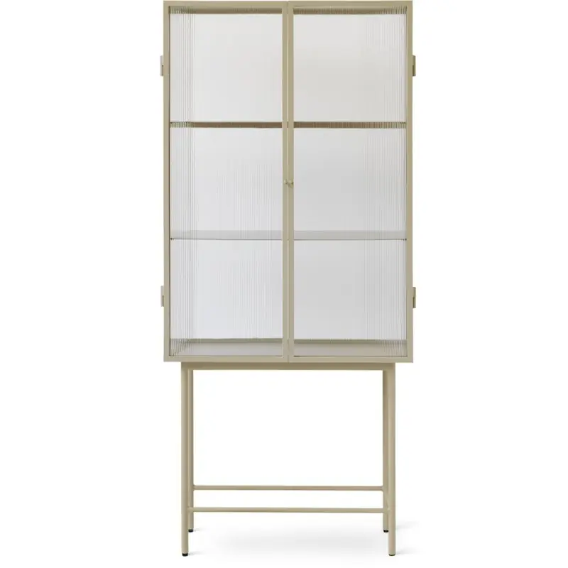 Haze Vitrinskåp Räfflat Glas 155x70 cm, Cashmere Populär