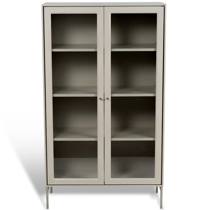 Volt Skåp Med Glasdörrar 130 cm, Beige/Rostfritt Stål Kundfavorit