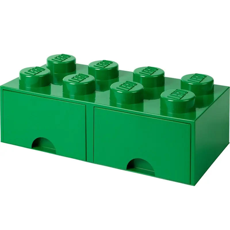 LEGO® Förvaring Med 2 Lådor 8 Knoppar, Mörkgrön Nedsatt pris