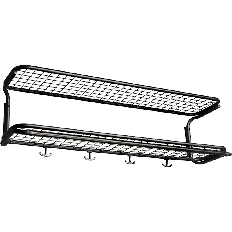 Handla nu Classic 650 Hatthylla Dubbel Svart 90 cm, 4 Krokar